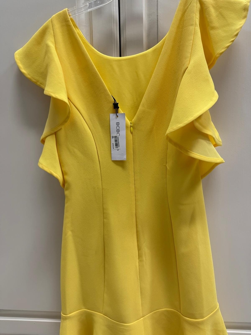 BCBGeneration Bright Yellow Ruffle-Trim Sleeveless Dress